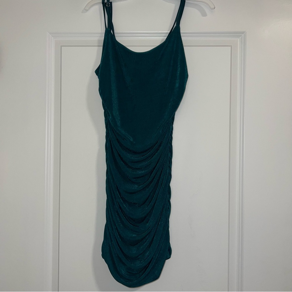 Lucy in the Sky Shimmer Ruched Bodycon Mini Dress